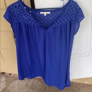 Royal blue short sleeve Daniel Rainn blouse